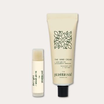 Набір для догляду за шкірою рук і губ "Delight + The Hand Cream (банановий хліб)"
